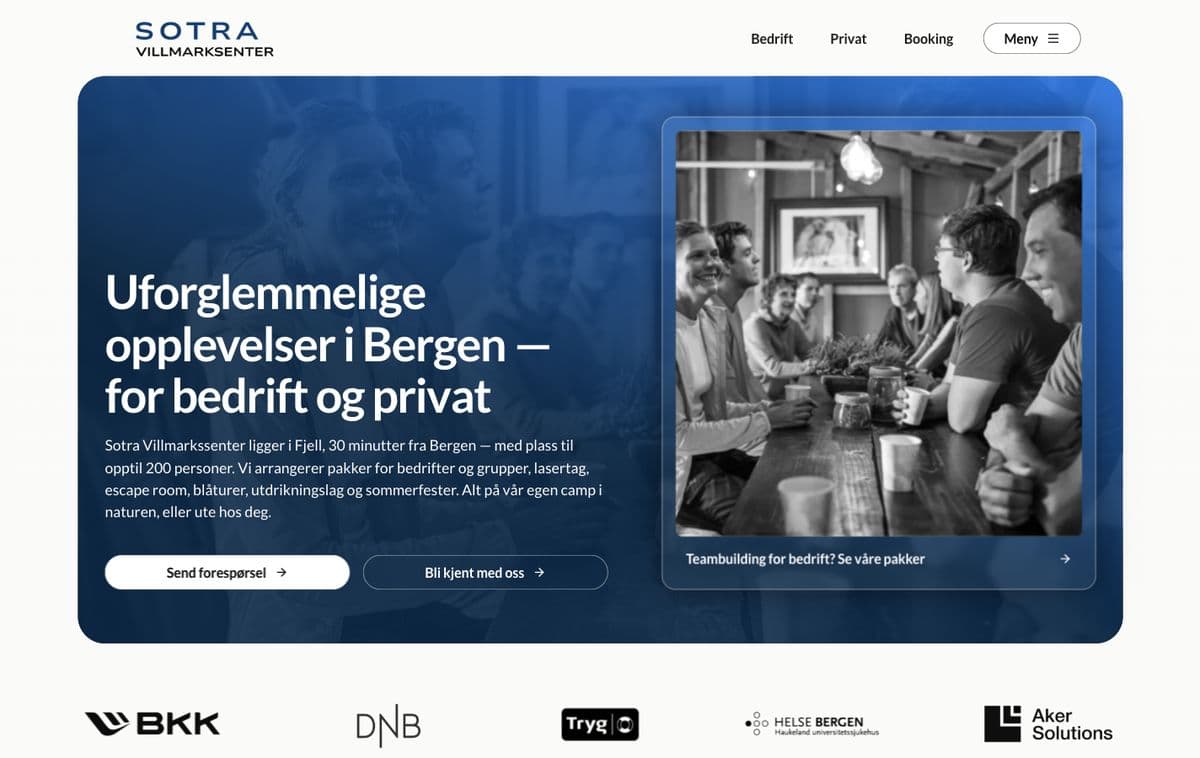 The front page of Sotra Villmarkssenter