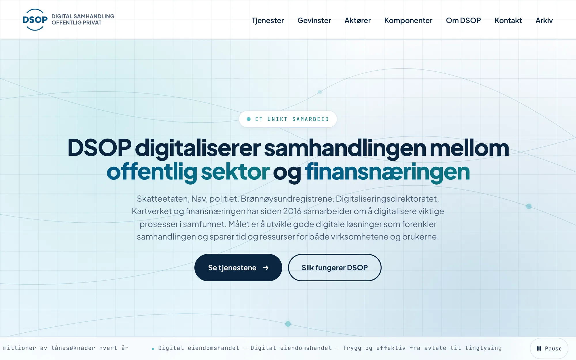DSOP.no: forsiden på PC