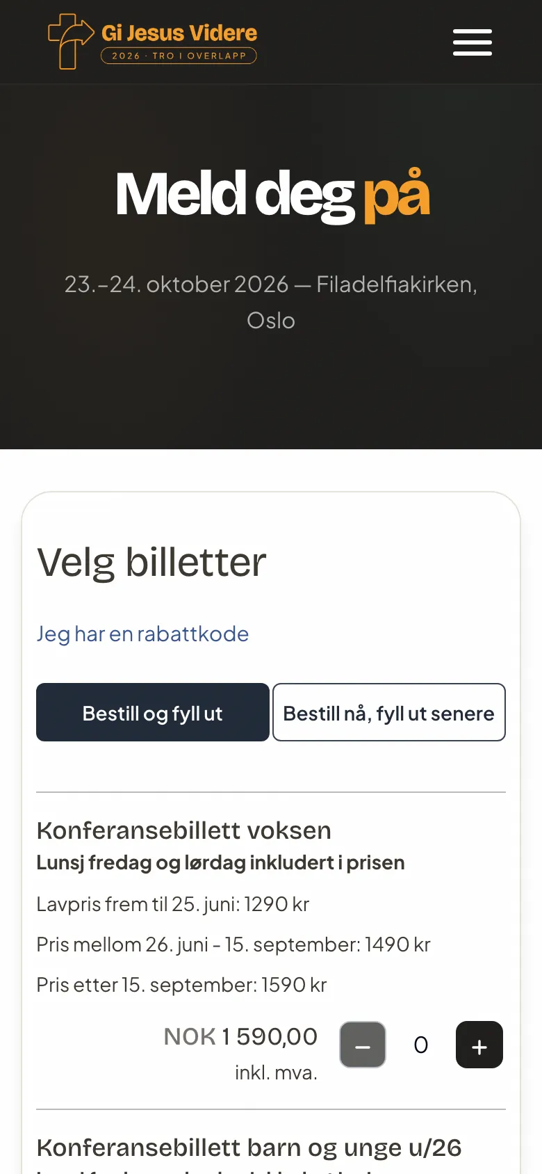 Gi Jesus Videre: billettene på mobil