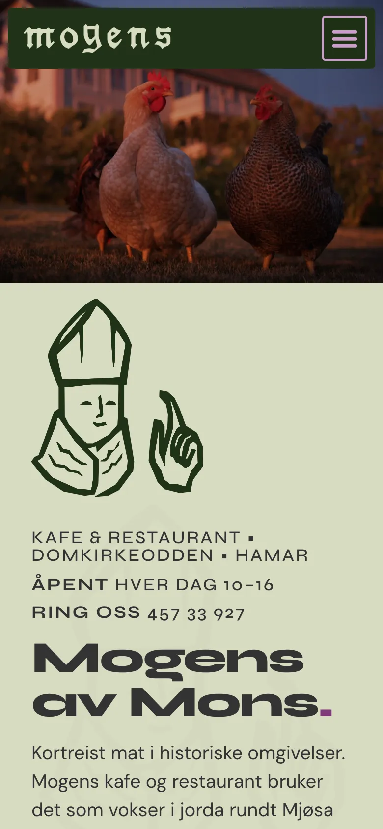 Mogens av Mons: forsiden på mobil