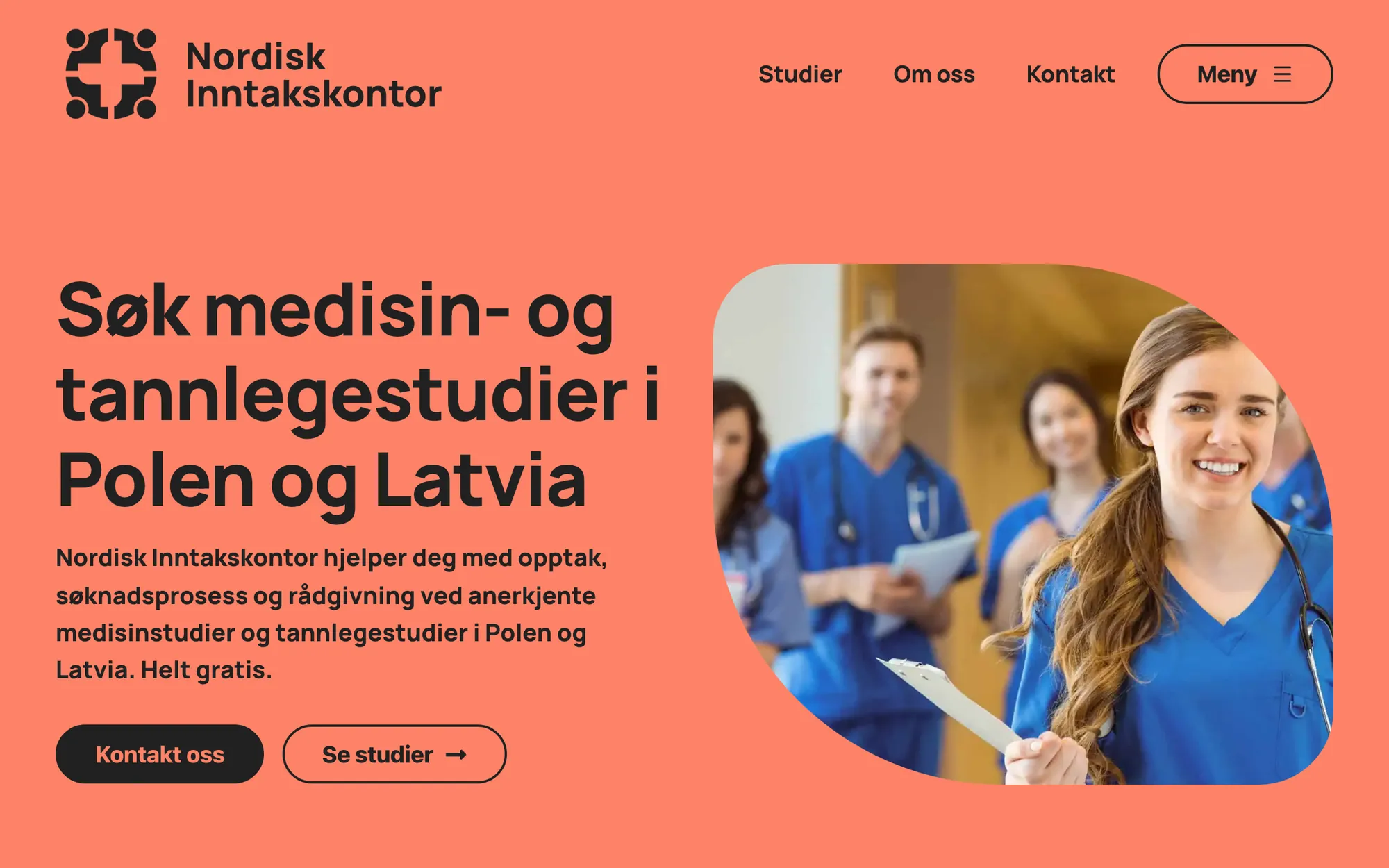 Nordisk inntakskontor: forsiden på PC