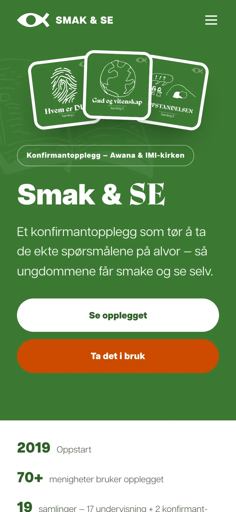 Smak og se: forsiden på mobil