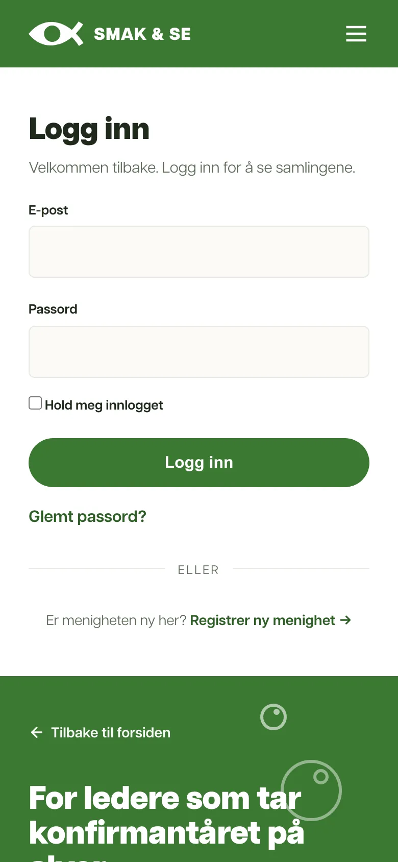 Smak og se: logg inn for ledere på mobil