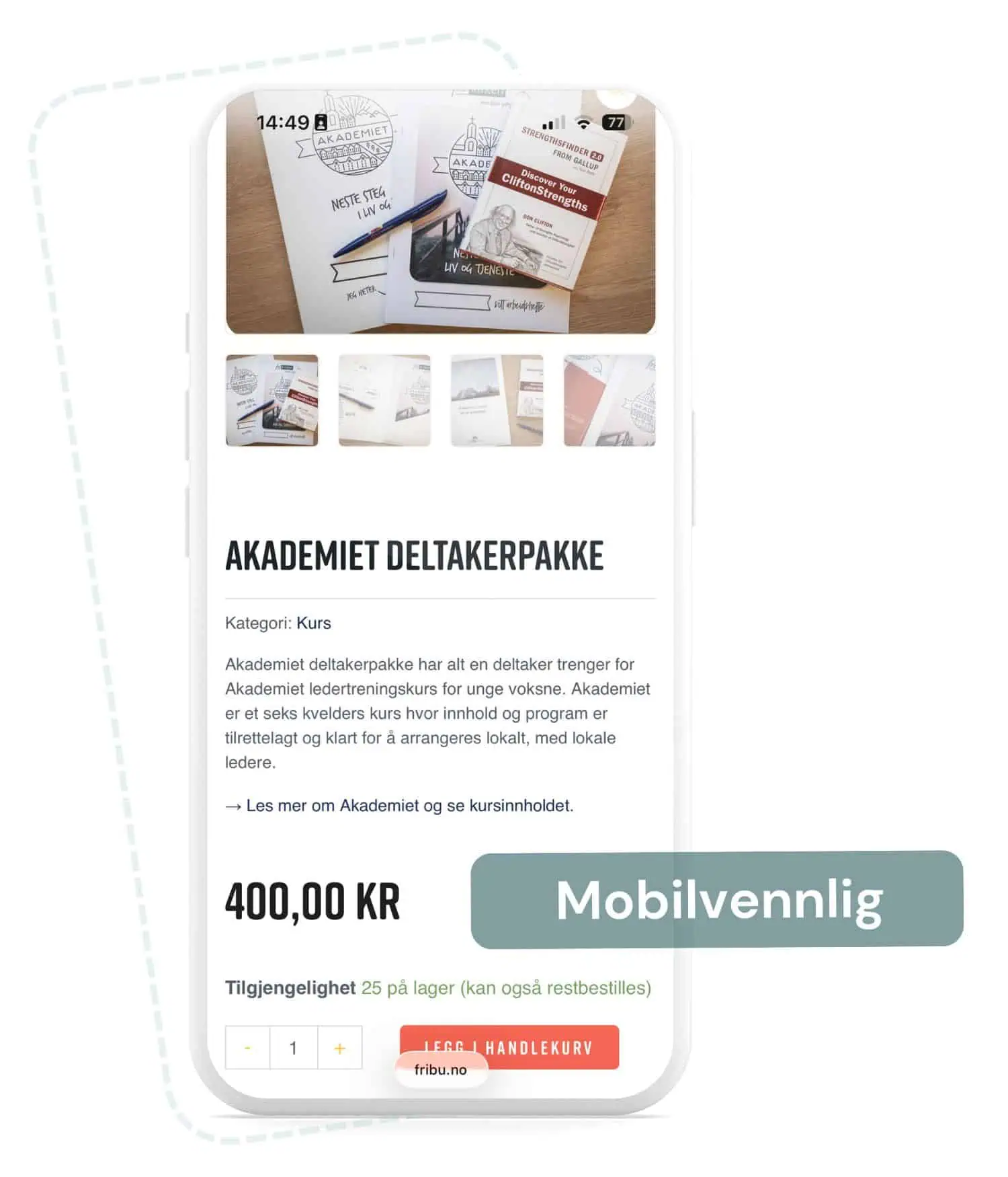 Illustrasjon av produkt på mobil i en WooCommerce nettbutikk