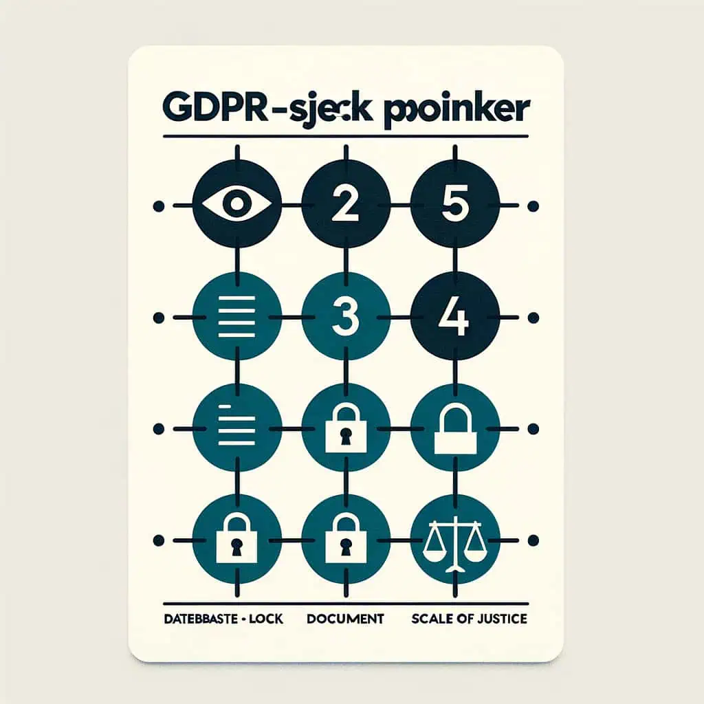 Vertikal sjekkliste GDPR for AI agenter med fem nummererte kort
