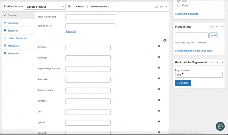 Vegvesenet API integration with Nettsmed