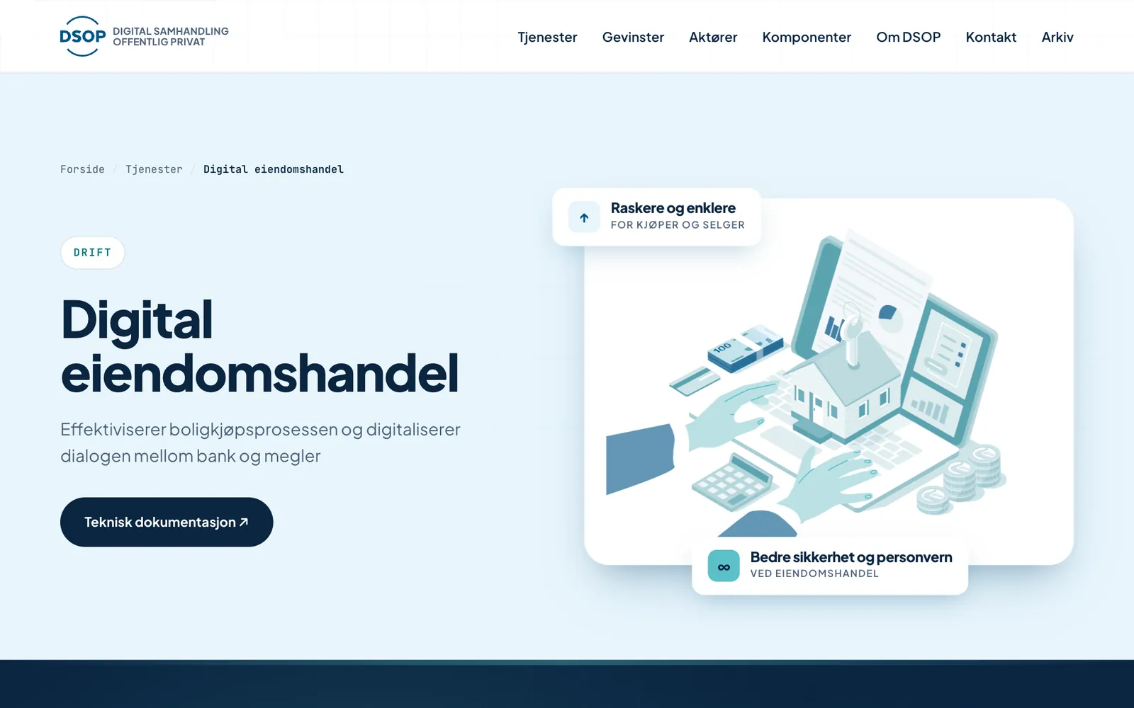 Tjenestesiden for digital eiendomshandel