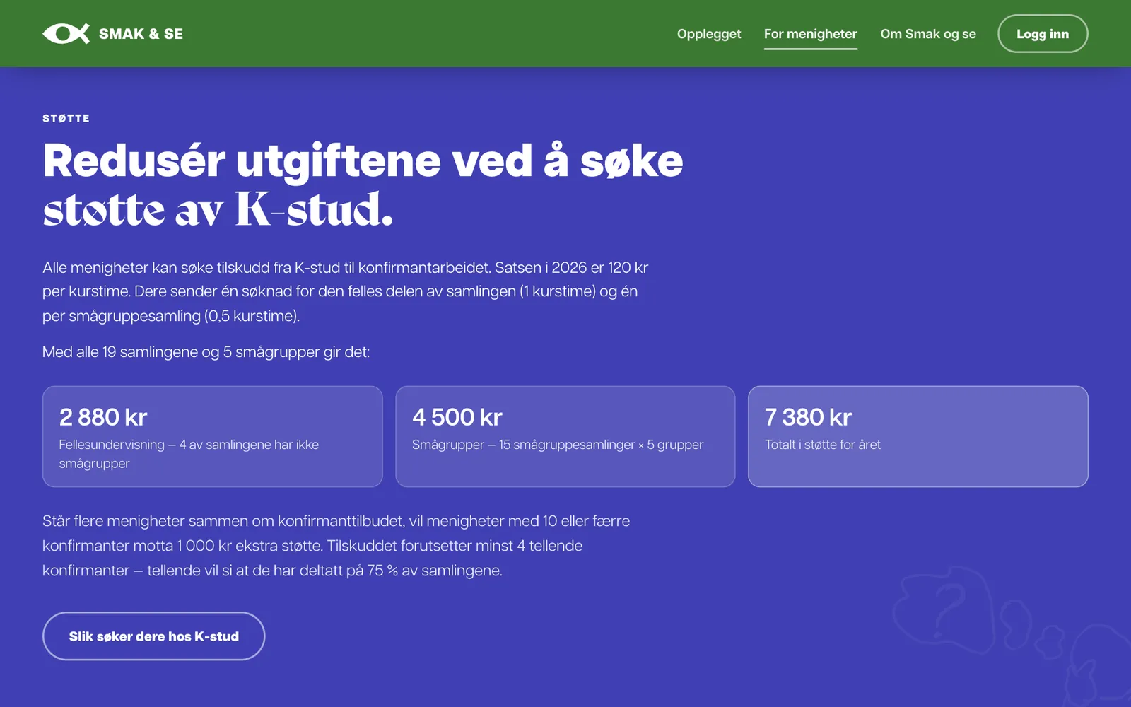 Kalkulatoren for støtte fra K-Stud
