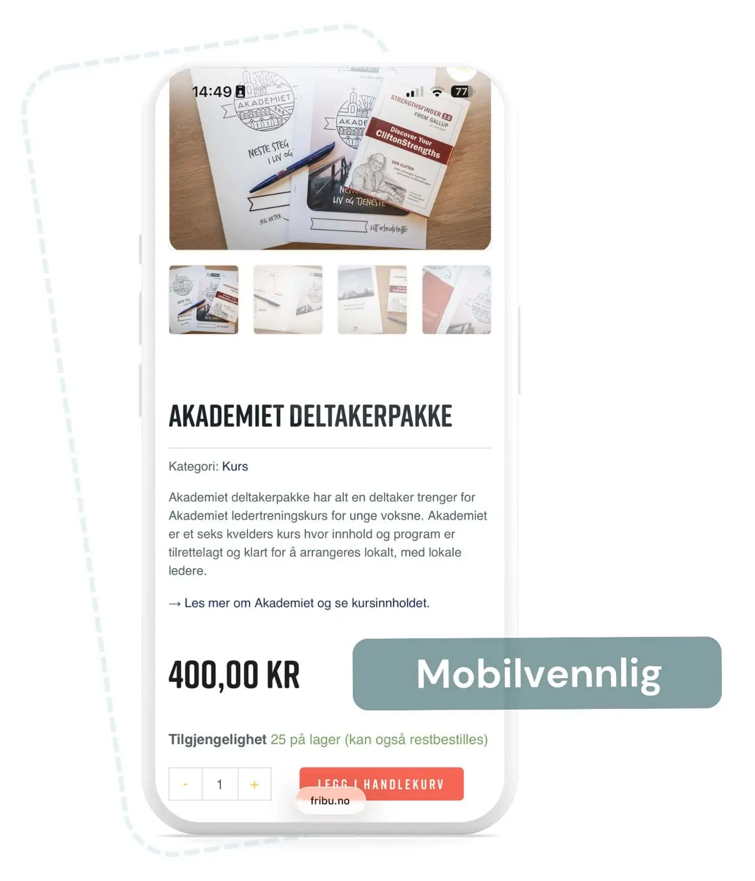 Illustrasjon av produkt på mobil i en WooCommerce nettbutikk