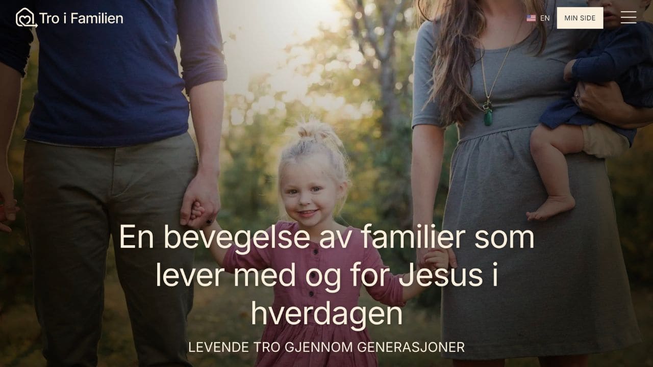 Skjermdump av forsidebilde på Troifamilien.no, til referanse.