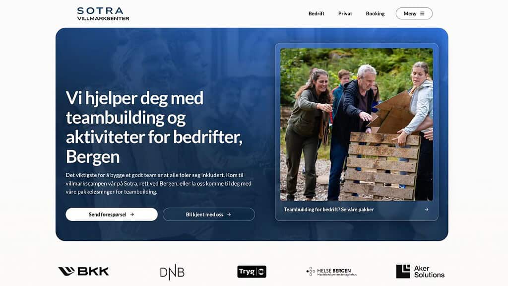 SotraVillmarksSenter.no 2 Skjermdump av forsiden til Sotra-villmarkssenter.no