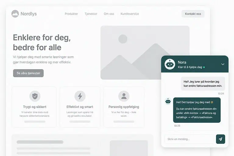 AI agent Norge Nora chatbot live på nettsmed.no