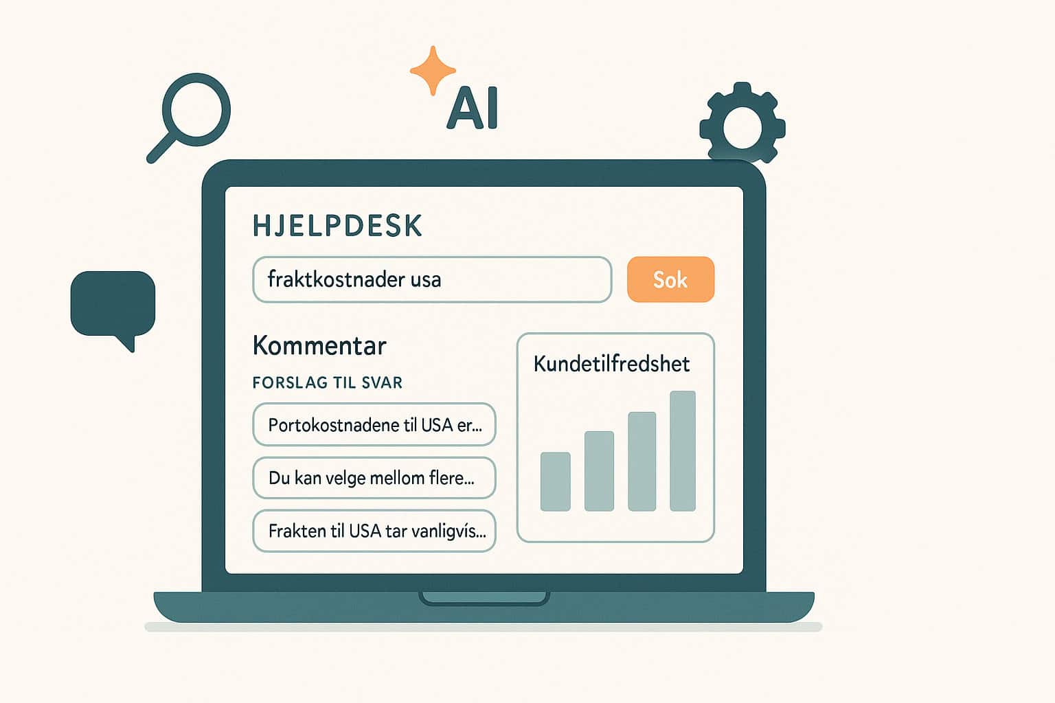 Dashboard for helpdesk med AI med søk og svarutkast