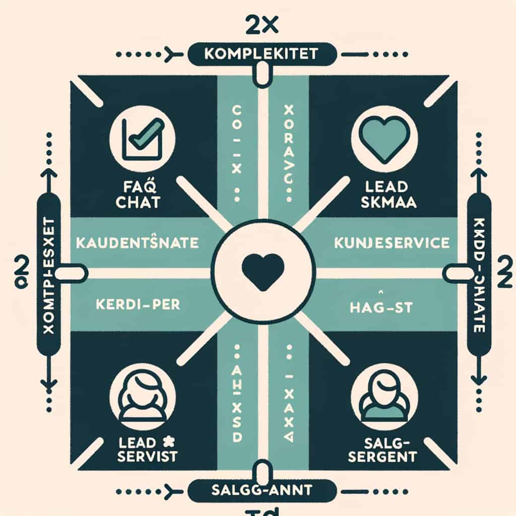 AI-agent vs chatbot: hva passer din bedrift? Komplett guide (2026) 2 2x2 decision matrix AI-agent vs chatbot for use-case-mapping